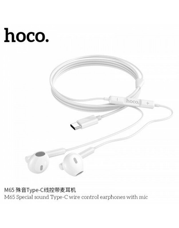 M65 Special Sound Type-C Wire Control Earphones With Mic - White