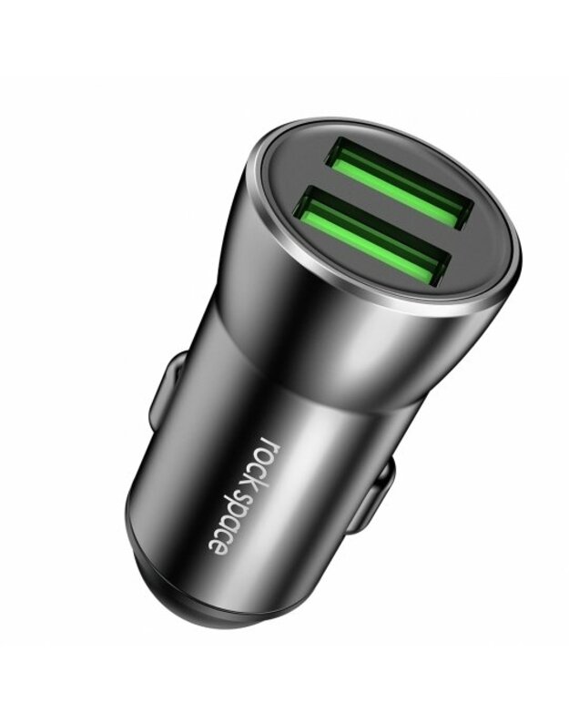 ROCK H8 2 UOSTŲ USB AUTOMOBILIŲ Įkroviklis JUODAS