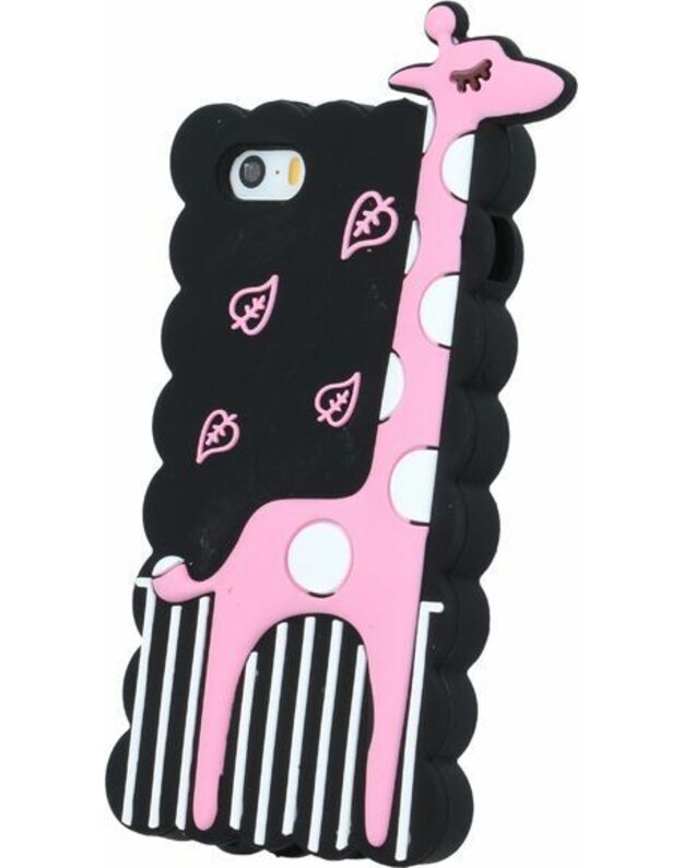iPhone 6/6s dėklas vaikiškas su žirafa, juodas/rožinis