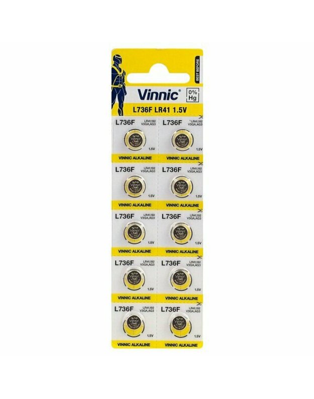 Vinnic baterija AG3 x10 vnt. (1 vnt. kaina- 0.49 eur.)