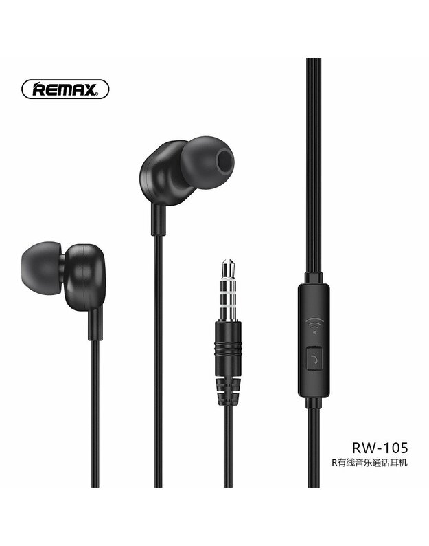 REMAX ausinės / ausinės RW-105 juodos