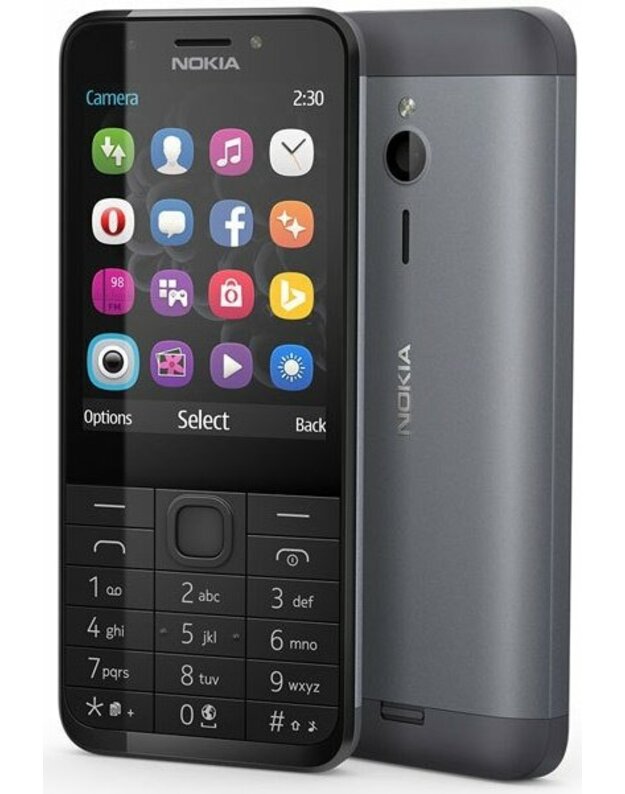 Nokia 230 Dual SIM Dark Silver mobilusis telefonas