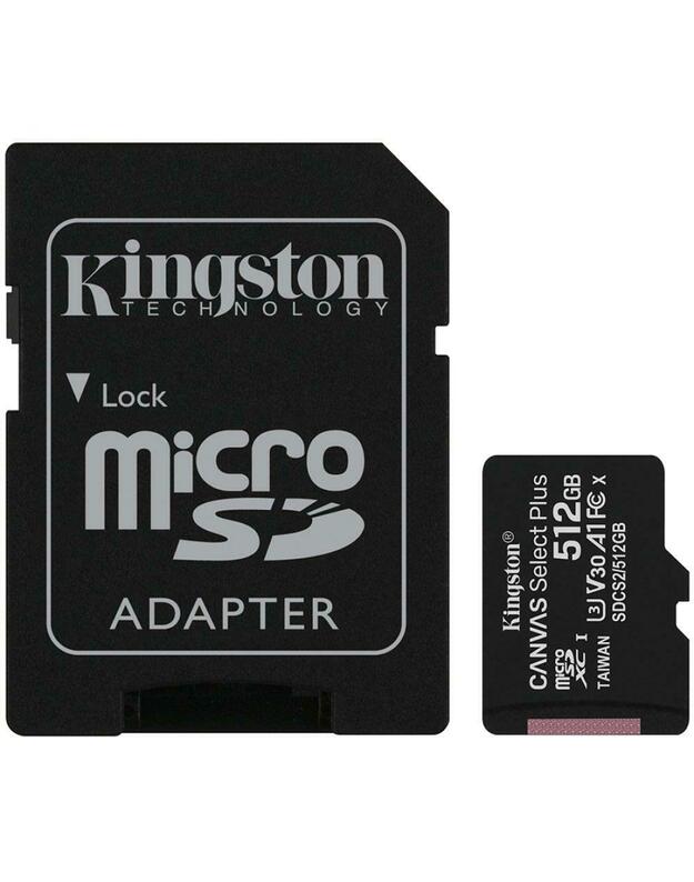 Kingston 512GB micSDXC Canvas Select Plus 100R A1 C10 Card + ADP