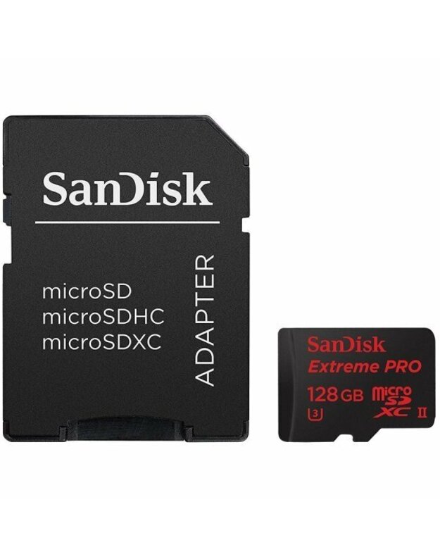 SanDisk Extreme Pro microSDXC 128GB + SD Adapter + Rescue Pro Deluxe 170MB/s A2 C10 V30 UHS-I U3