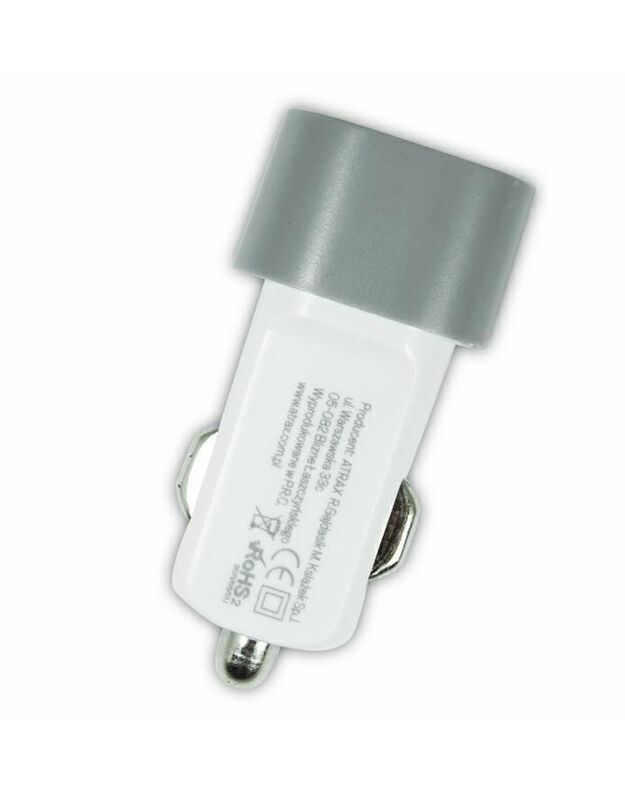 Telefono automobilinis įkroviklis  ATX MINI 2A 2xUSB pilkas