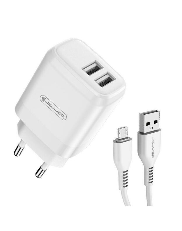 JELLICO SET A76 2xUSB + MICRO 2.4A baltas 12W