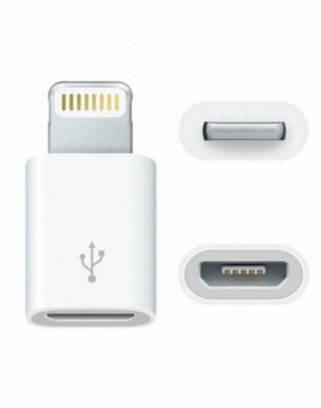 Adapteris iš microUSB į Apple Lightning baltas