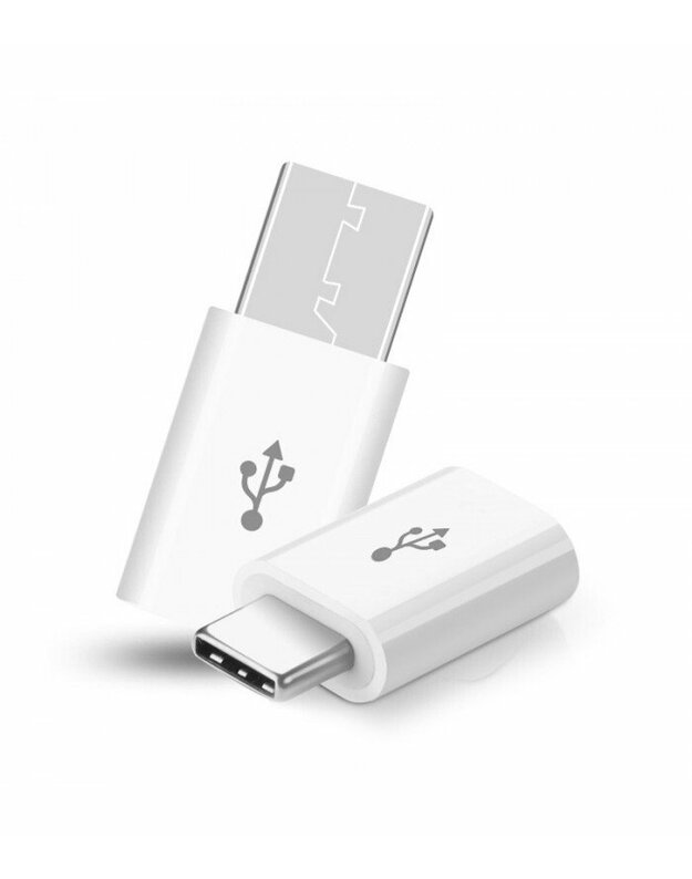 Adapteris iš micro USB į Type-C baltas 