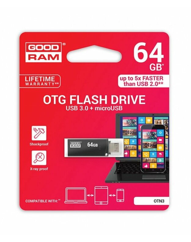 Atmintinė Goodram OTN3 64Gb OTG USB 3.0 + microUSB