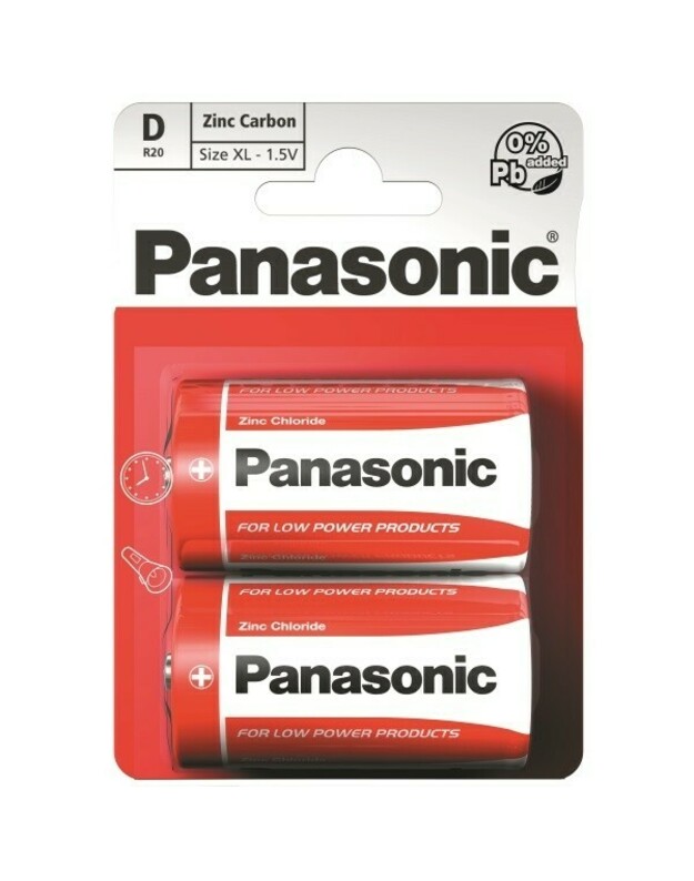 Panasonic cinko D baterijos, 2vnt. pakuotėje R20RZ/2BP