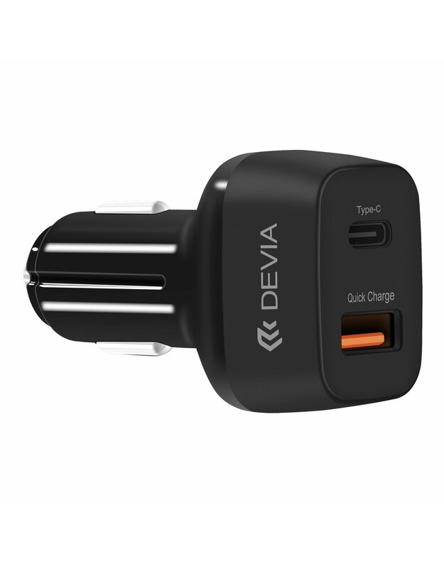 Automobilinis įkroviklis DEVIA EXTREME SU USB JUNGTIMI QUICK CHARGE 3.0 + TYPE-C PD JUODAS