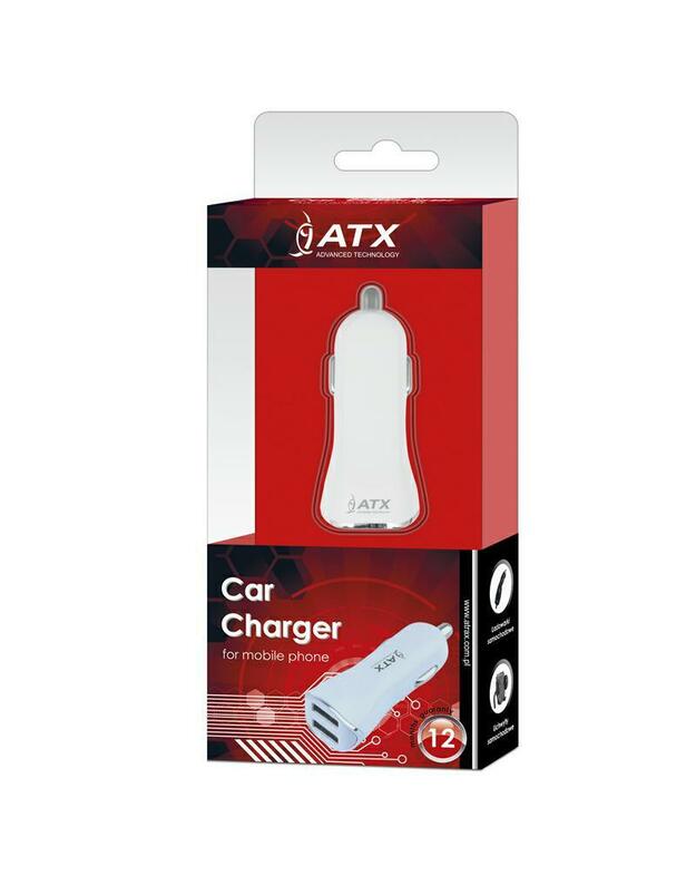 CAR​ CHARGER​ ATX​ 2xUSB​ 1A​ ​/​​ 2​,​1A​ white