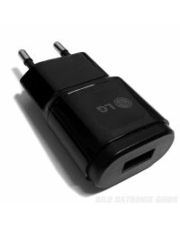 Buitinis įkroviklis originalus LG USB MCS-02ER, juodos spalvos 0.85A.