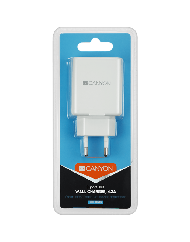 Telefono buitinis įkroviklis „Canyon“ universalus 3xUSB 5–4,2 A išvestis