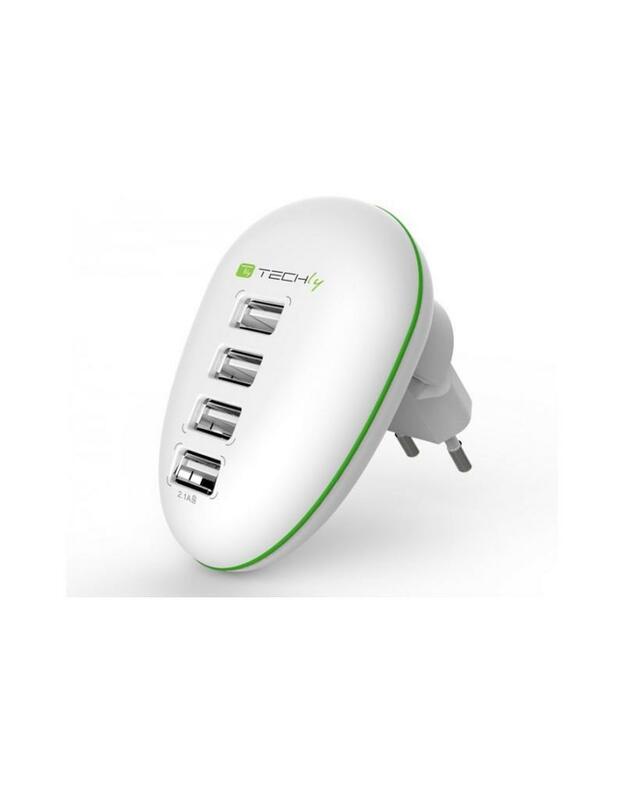 Buitinis telefono įkroviklis Techly USB charger 5V 2.5A, four USB ports, white