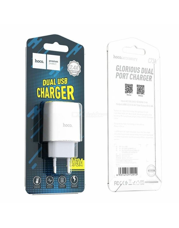 HOCO C73A - Glorious Dual Port Charger - White