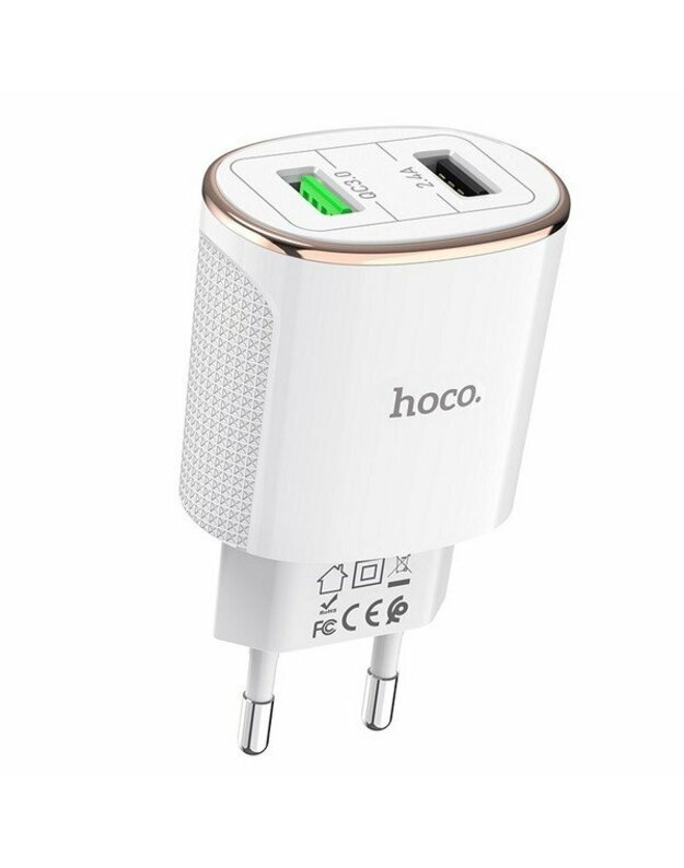 Telefono buitinis Įkroviklis  Hoco C60A Quick Charge 3.0 (3.4A) baltas