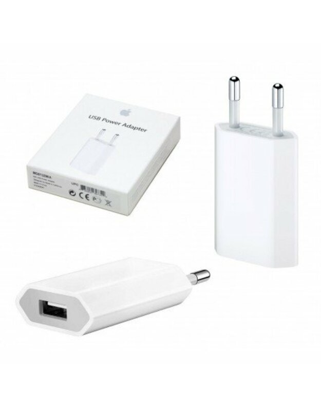 Buitinis telefono įkroviklis Apple A1400 EU 2Pin“ USB maitinimo adapteris MD813ZM / A - baltas