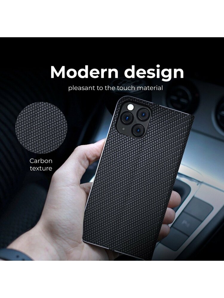 „Forcell LUNA Book Carbon“ dėklas, skirtas SAMSUNG Galaxy A42 5G juodas