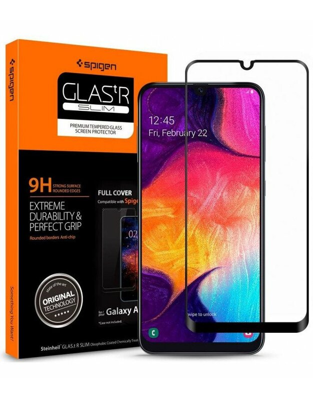 Apsauginis grūdintas stiklas Samsung Galaxy A40 telefonui "Spigen Glas.TR Slim"