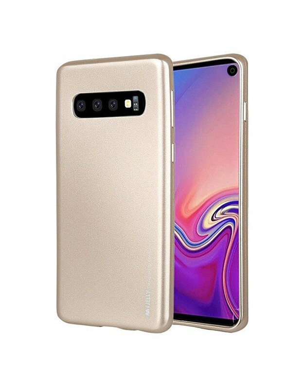 Auksinės spalvos silikoninis dėklas Samsung Galaxy S10 telefonui "Mercury iJelly Case Metal"