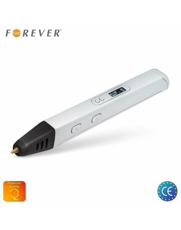 Forever PP-200 3D rašiklis su LCD„FOREVER 3D IDEA PP-200“ SPAUSDINIMO RAŠIKLIS SU PLA / ABS PLASTIKINE VIELA USB MAITINIMO ŠALTINIU / LCD EKRANU BALTOS SPALVOS