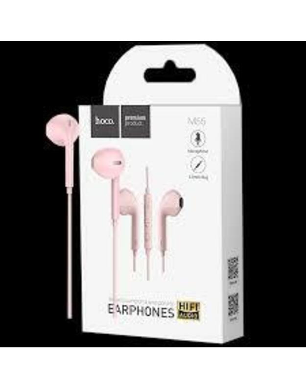 ausinės  M55 garso laidų valdymo ausinės su mikrofonu - rožinės