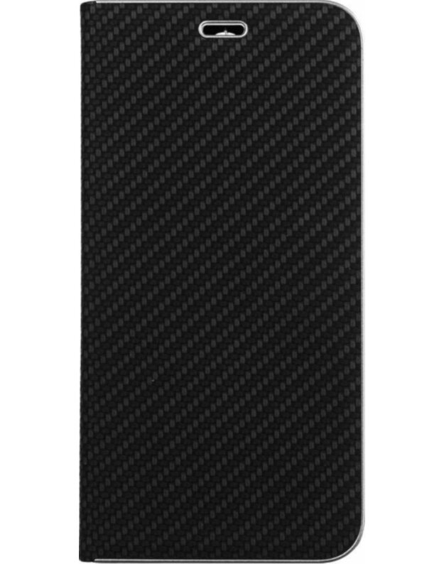 „Huawei P30 Lite Vennus Carbon Flip / Book / Book Case“ su juodu metaliniu rėmeliu 