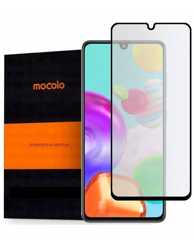 Juodas apsauginis grūdintas stiklas Samsung Galaxy A41 telefonui "Mocolo TG Full Glue"