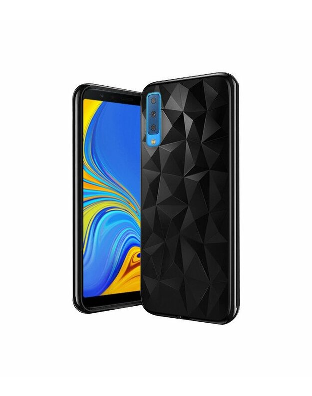 Juodas dėklas Samsung Galaxy A7 2018 telefonui "Diamond Case"