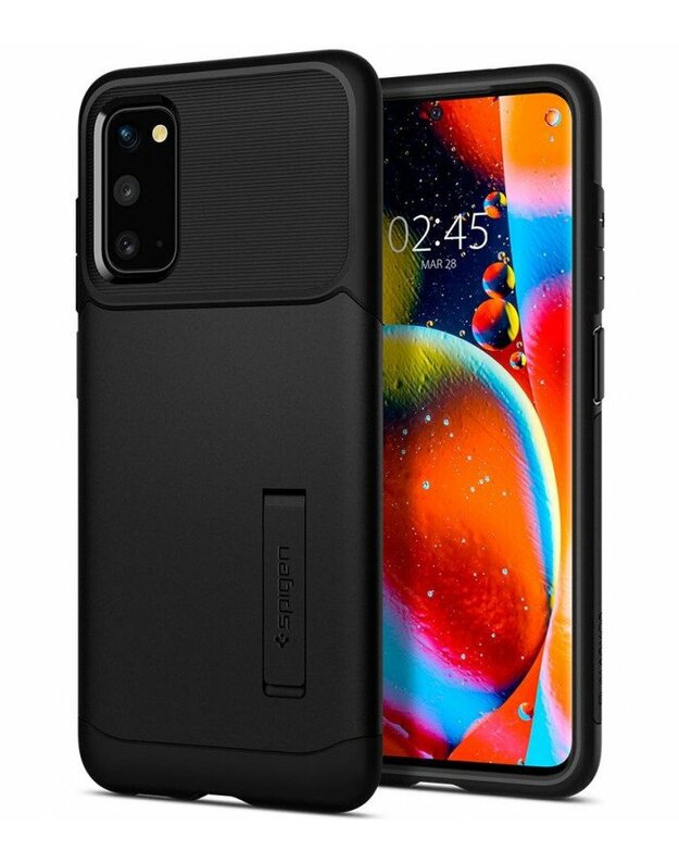 Juodas dėklas Samsung Galaxy S20 telefonui "Spigen Slim Armor"