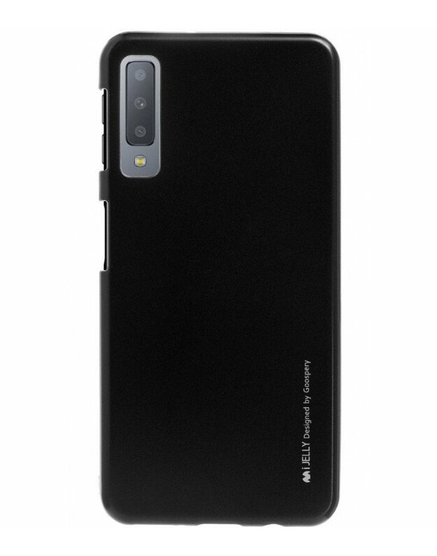 Juodas silikoninis dėklas Samsung Galaxy A7 2018 telefonui "Mercury iJelly Case Metal"