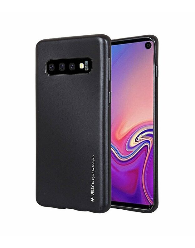 Juodas silikoninis dėklas Samsung Galaxy S10 telefonui "Mercury iJelly Case Metal"