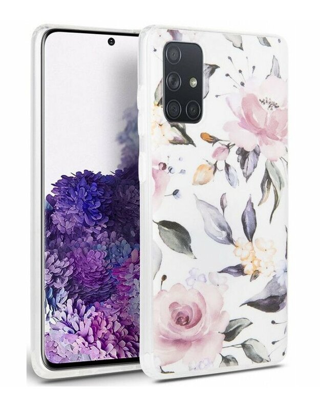 Baltas dėklas Samsung Galaxy A71 telefonui "Tech-protect Floral"