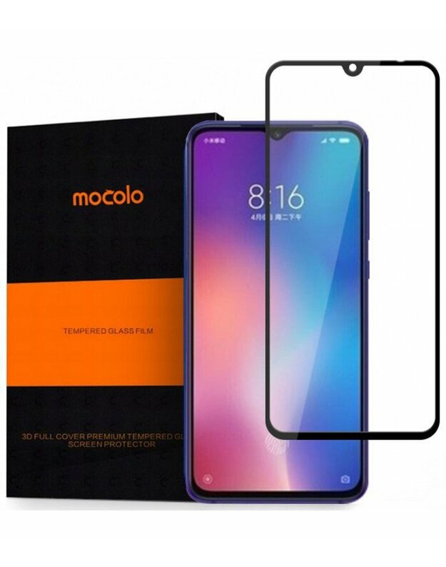 Juodas apsauginis grūdintas stiklas Xiaomi Mi9 telefonui "Mocolo"