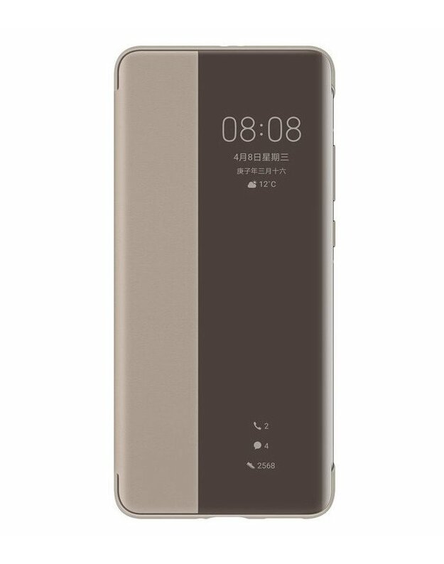 Originalus Rudas (Khaki) atverčiamas dėklas Huawei P40 Pro telefonui "S-View Case"
