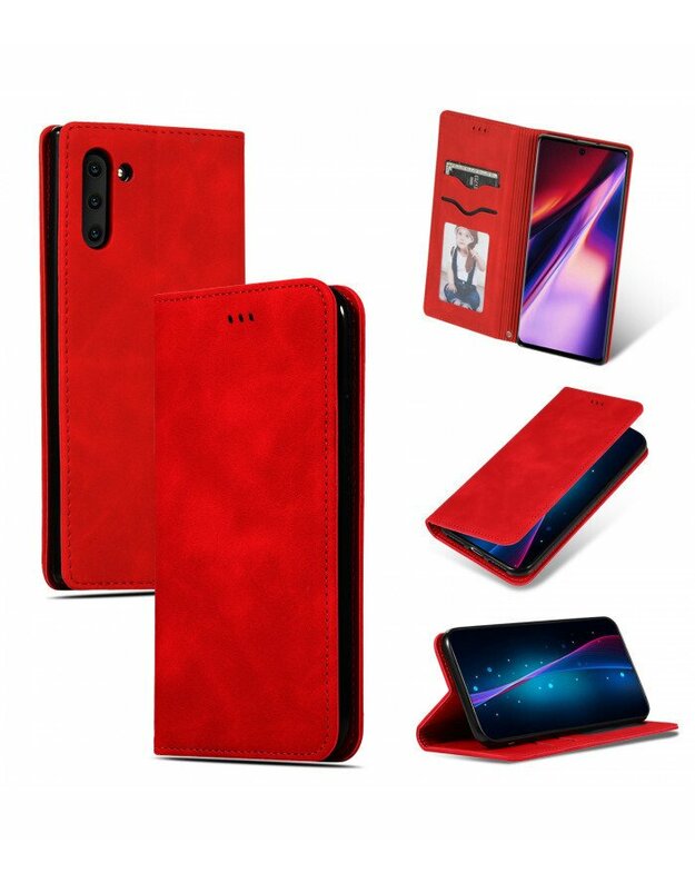 Raudonas atverčiamas dėklas Xiaomi Mi 9 SE telefonui "Business Style"