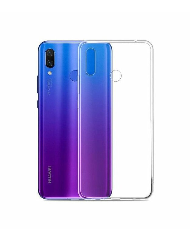 Skaidrus plonas 0,3mm silikoninis dėklas Huawei Y9 2019 telefonui