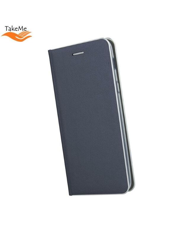 TakeMe Metal-Edge Protection Elegant Eco-Leather shine slim book case for Samsung Galaxy S10e (G970) Dark blue  