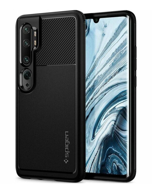 Juodas dėklas Xiaomi Mi Note 10 / Note 10 Pro telefonui "Spigen Rugged Armor"