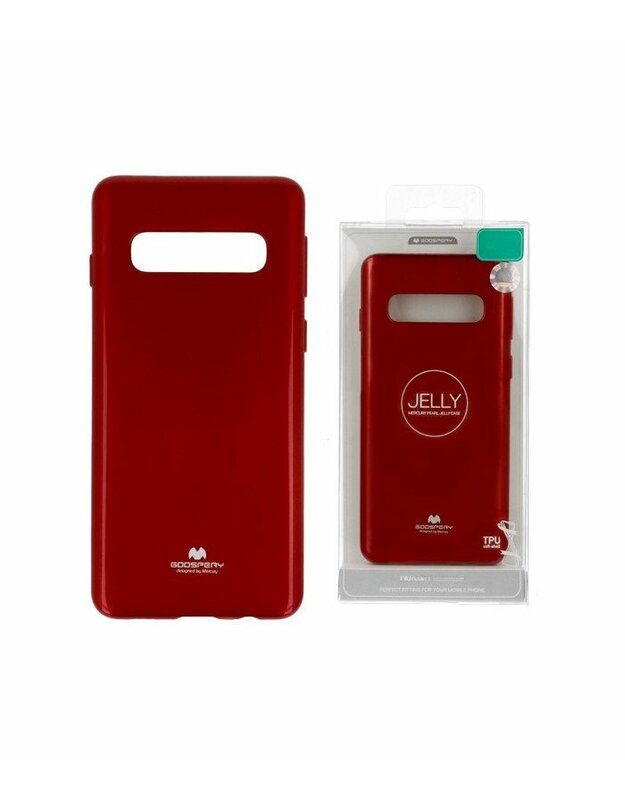 Raudonas silikoninis dėklas Samsung Galaxy S10 telefonui "Mercury Goospery Pearl Jelly Case"