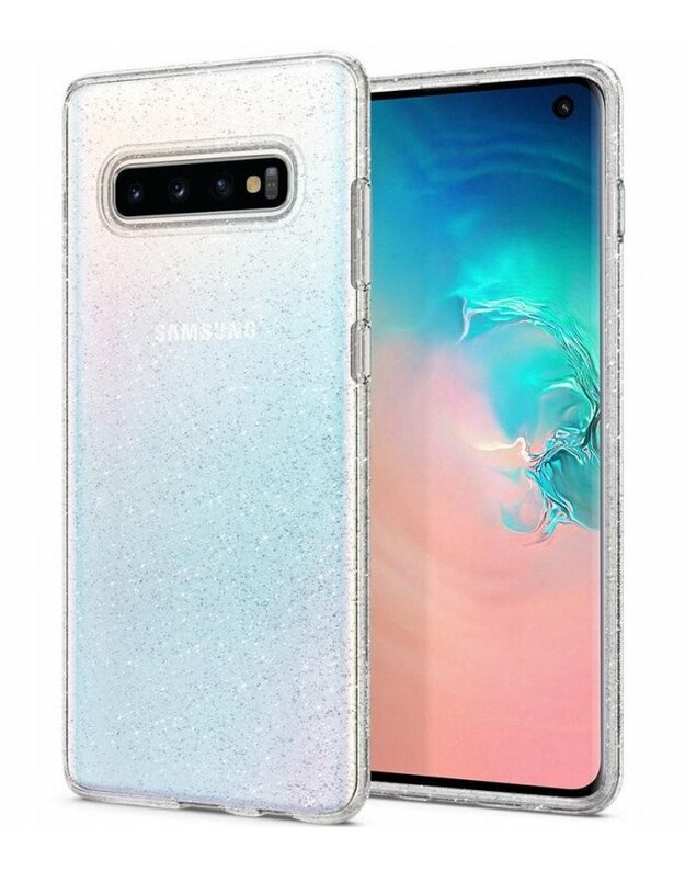 Skaidrus dėklas su blizgučiais Samsung Galaxy S10 telefonui "Spigen Liquid Crystal Glitter"