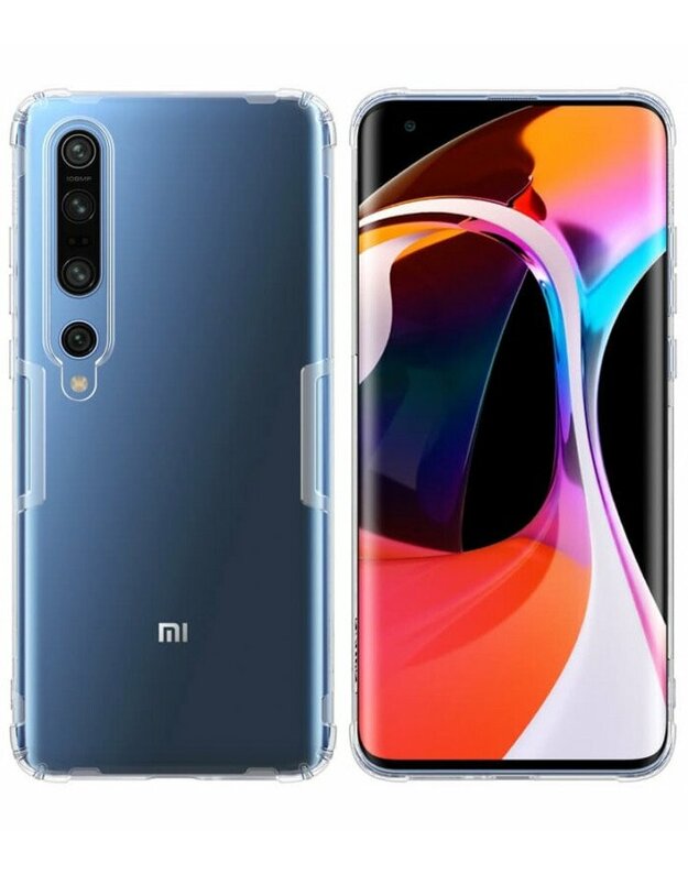 Skaidrus silikoninis dėklas Xiaomi Mi 10/10 Pro telefonui "Nillkin Nature"