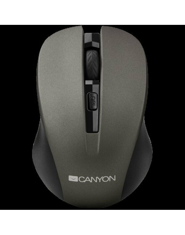 CANYON 2.4GHz wireless optical mouse with 4 buttons, DPI 800/1200/1600, Gray, 103.5*69.5*35mm, 0.06kg