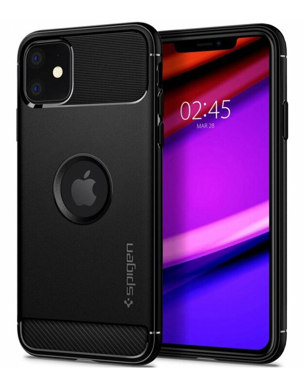 Juodas dėklas Apple iPhone 11 telefonui "Spigen Rugged Armor"	