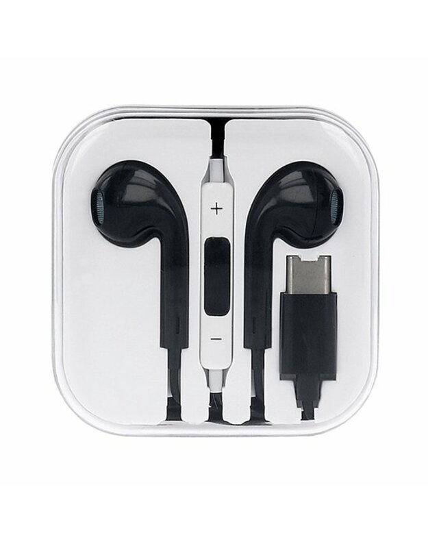 Laidinės ausinės, STANDART Stereo ausinės Mega Bass, juodos, Type C