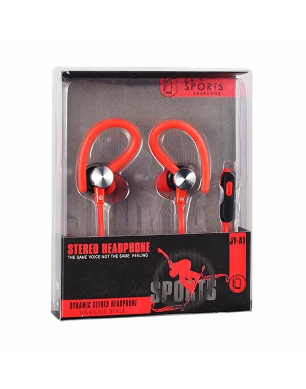 Laidinės ausinės, VENNUS Stereo ausinės TOPTEL SPORT, Raudonos, 3.5mm jack