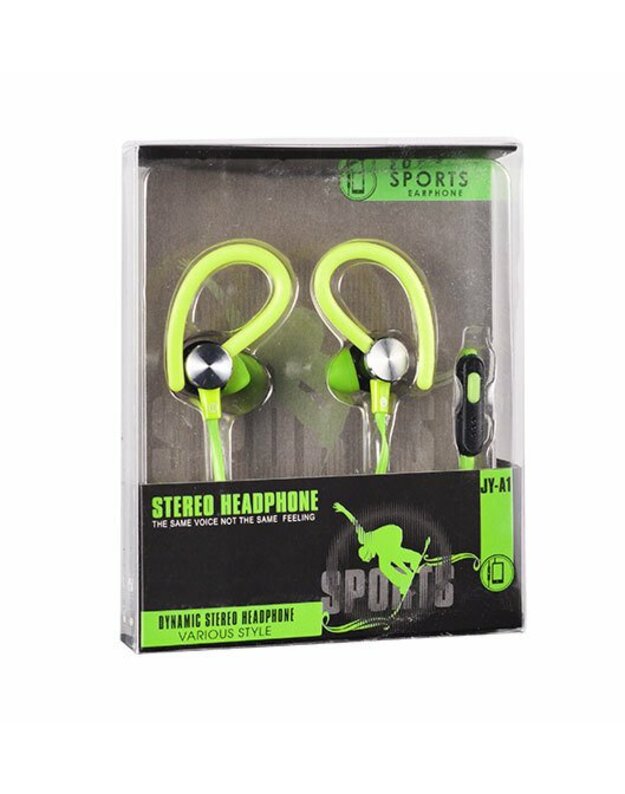 Laidinės ausinės, VENNUS Stereo ausinės TOPTEL SPORT, Žalios, 3.5mm jack