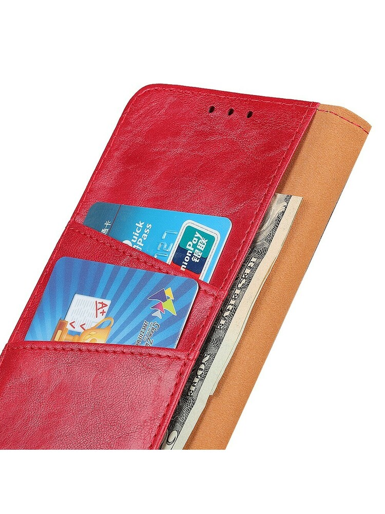 Crazy Horse Leather Piniginės dėklas, skirtas Samsung Galaxy S21 FE, raudonas