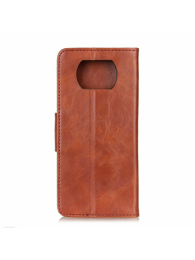 Crazy Horse Leather Piniginės dėklas, skirtas Xiaomi Poco X3 NFC, ruda